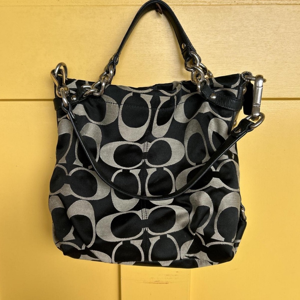 Coach Black and Gray Signature Tote Bag